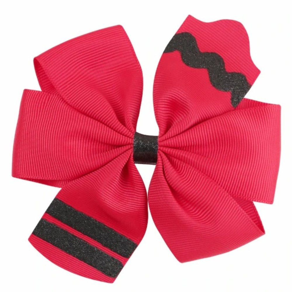 Back to School Red Crayon Girl Hair Bow Clip